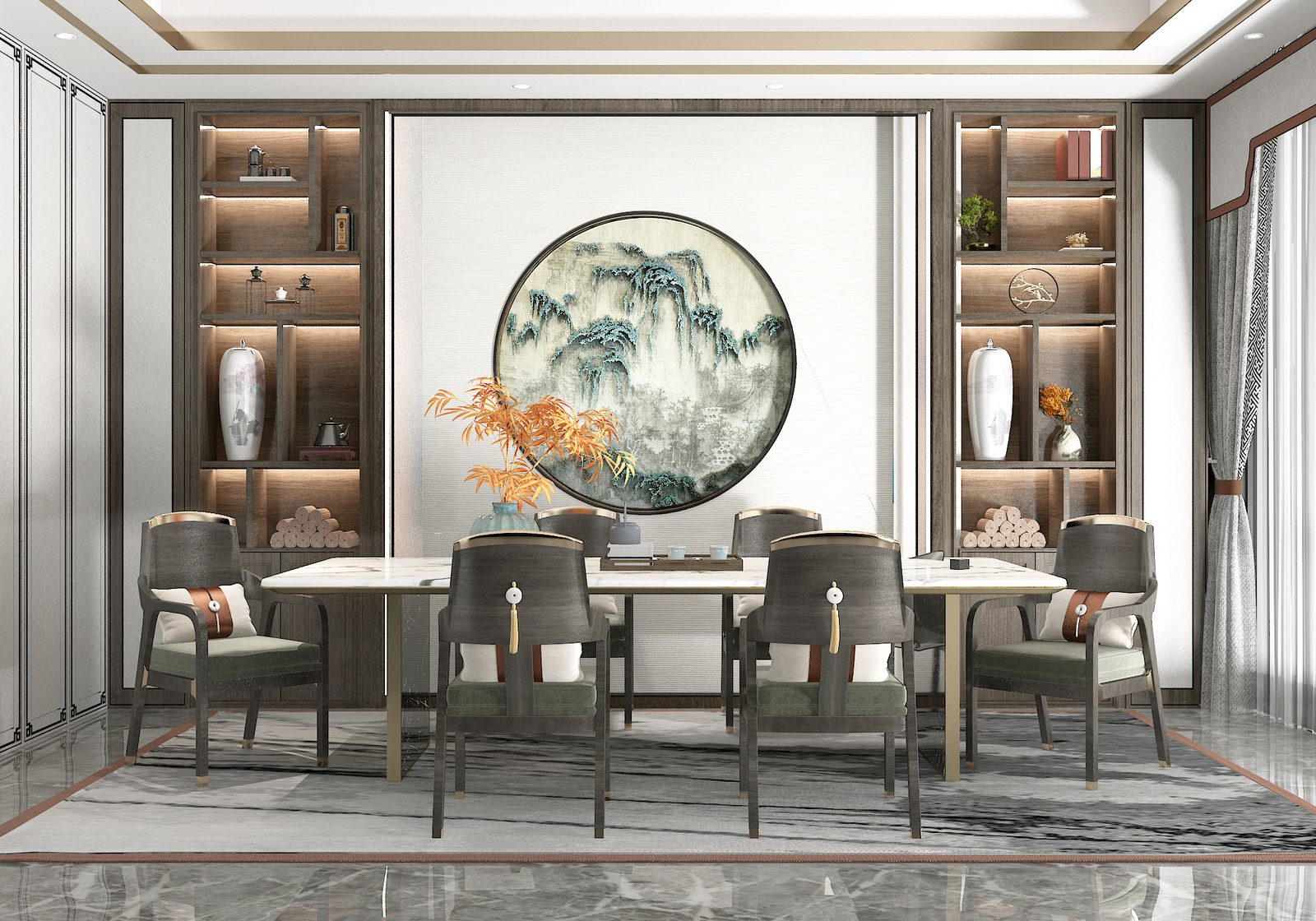 餐厅中式风格实景效果图054